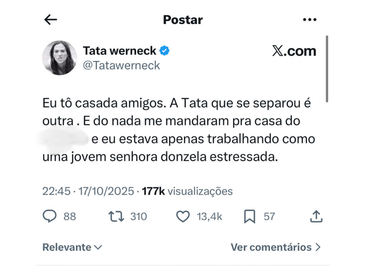 tata-werneck-se-diverte-apos-ser-confundida-com-tata-estaniecki:-“eu-to-casada”