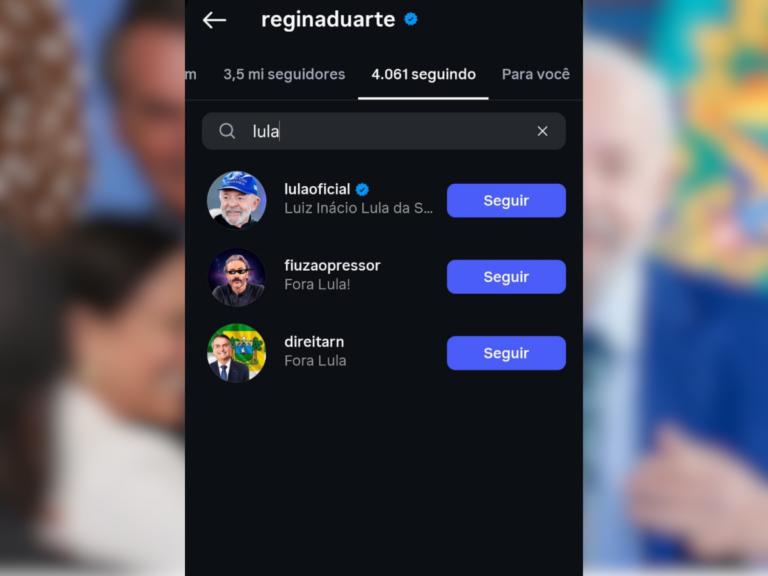 Ex-integrante do governo Bolsonaro, Regina Duarte passa a seguir Lula nas redes sociais