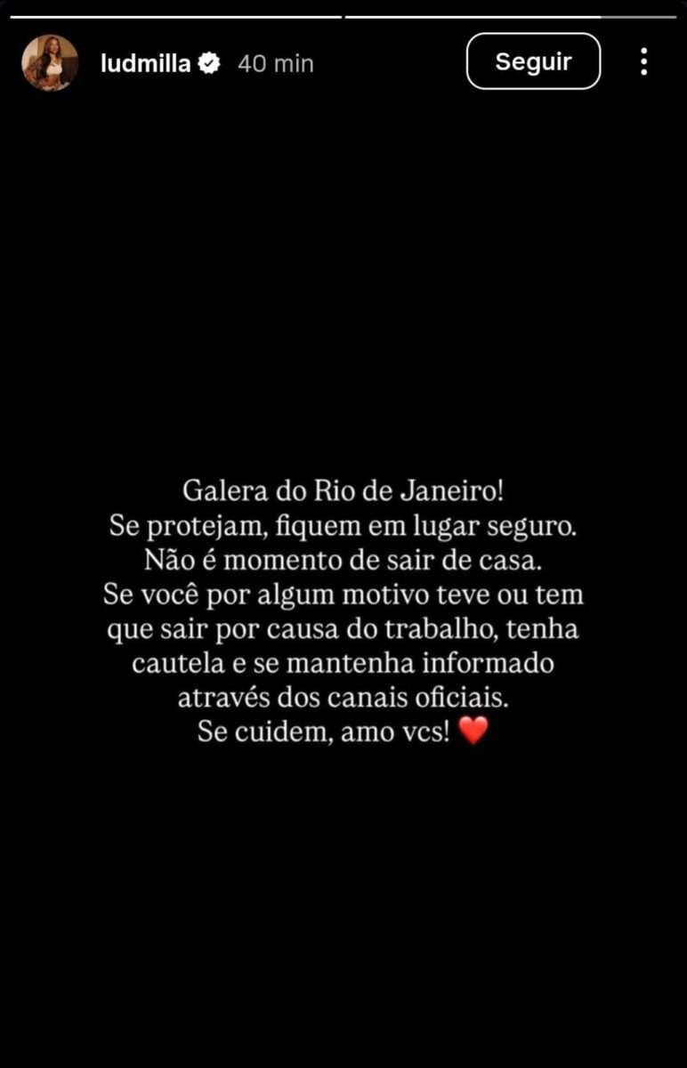 ludmilla-faz-apelo-apos-megaoperacao-no-rio:-“nao-e-momento-de-sair-de-casa”