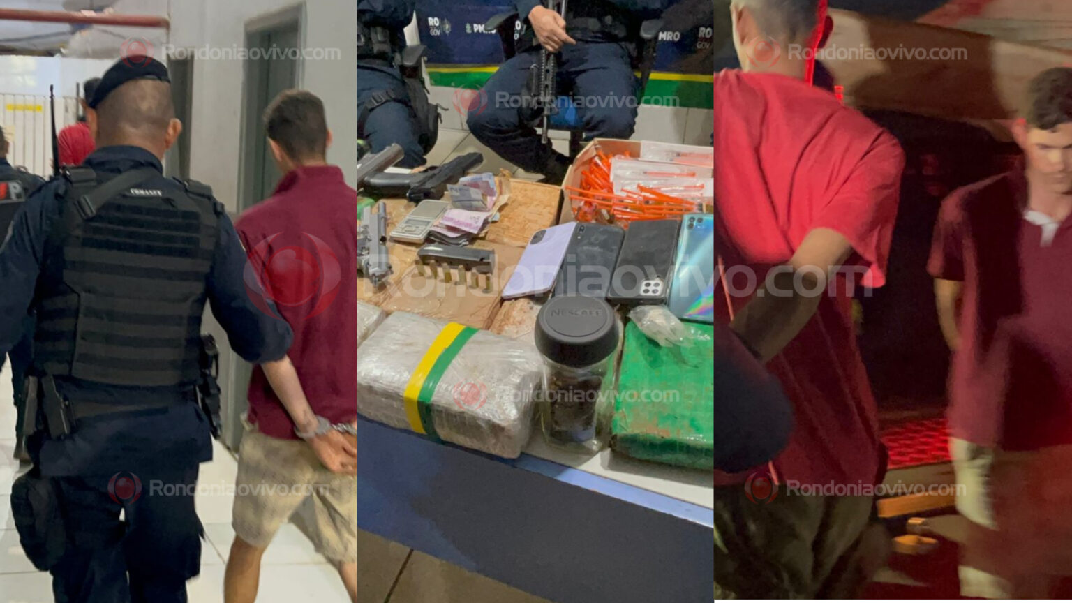 Trio é preso em Porto Velho com drogas, injeções e arma roubada de policial do Acre; veja detalhes