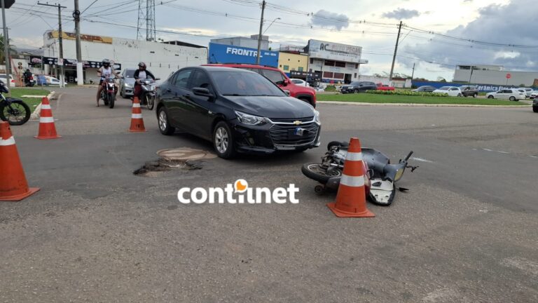 Colisão entre carro e moto deixa motociclista ferido na Avenida Ceará, em Rio Branco