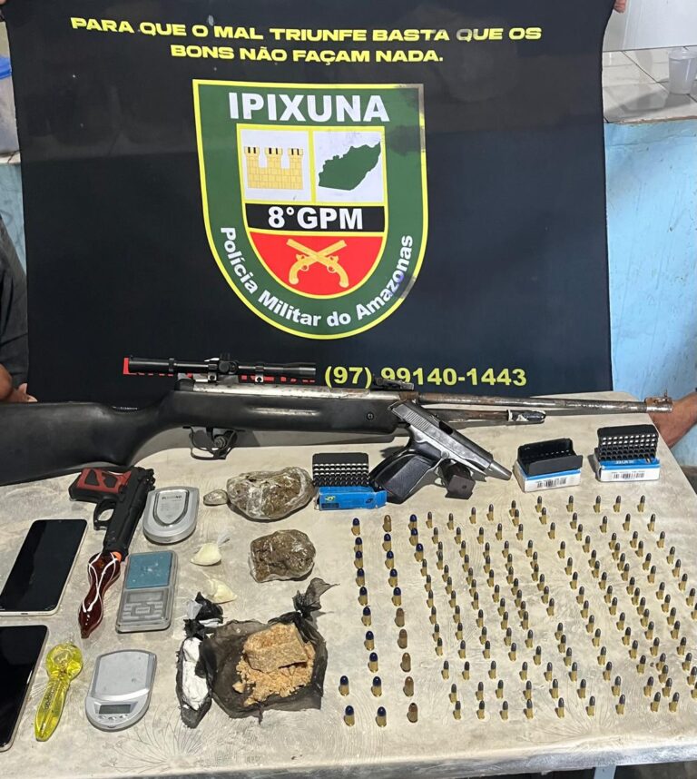 Polícia Militar prende suspeitos de tráfico e apreende armas e drogas no Amazonas