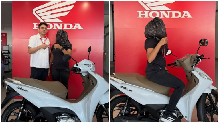 Virou trend! Vendedor da Honda viraliza ao postar entrega de moto com cliente com saco na cabeça