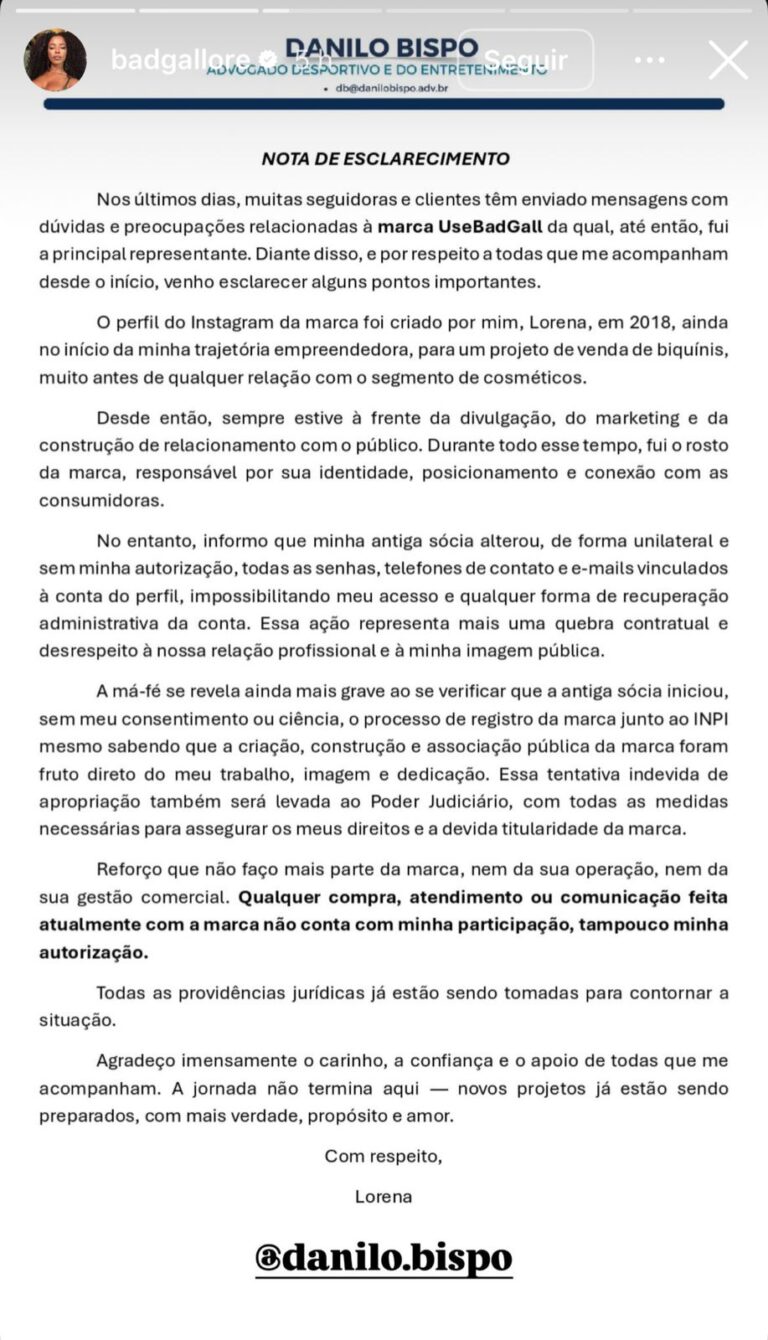 Lorena Maria perde acesso ao Instagram da própria marca e leva caso à Justiça