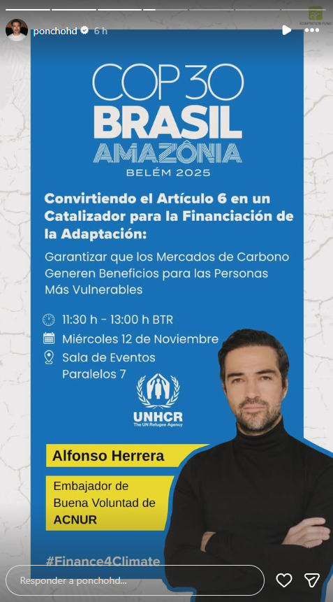 ex-rbd-alfonso-herrera-usa-voz-e-visibilidade-para-defender-refugiados-na-cop30