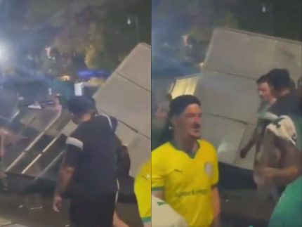Palmeirenses destroem estrutura montada no Allianz Parque após derrota para o Flamengo