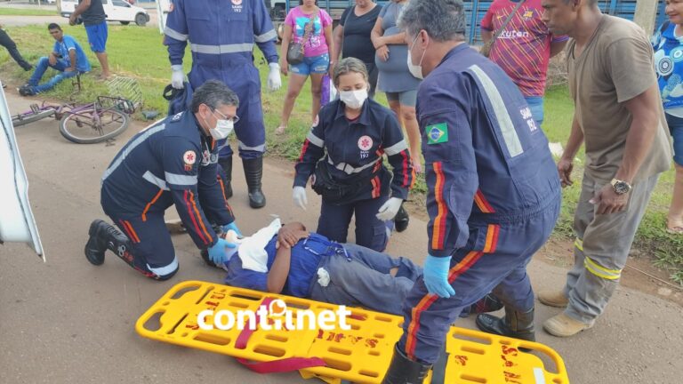 Colisão entre moto e bicicleta deixa idoso ferido na BR-364, em Rio Branco