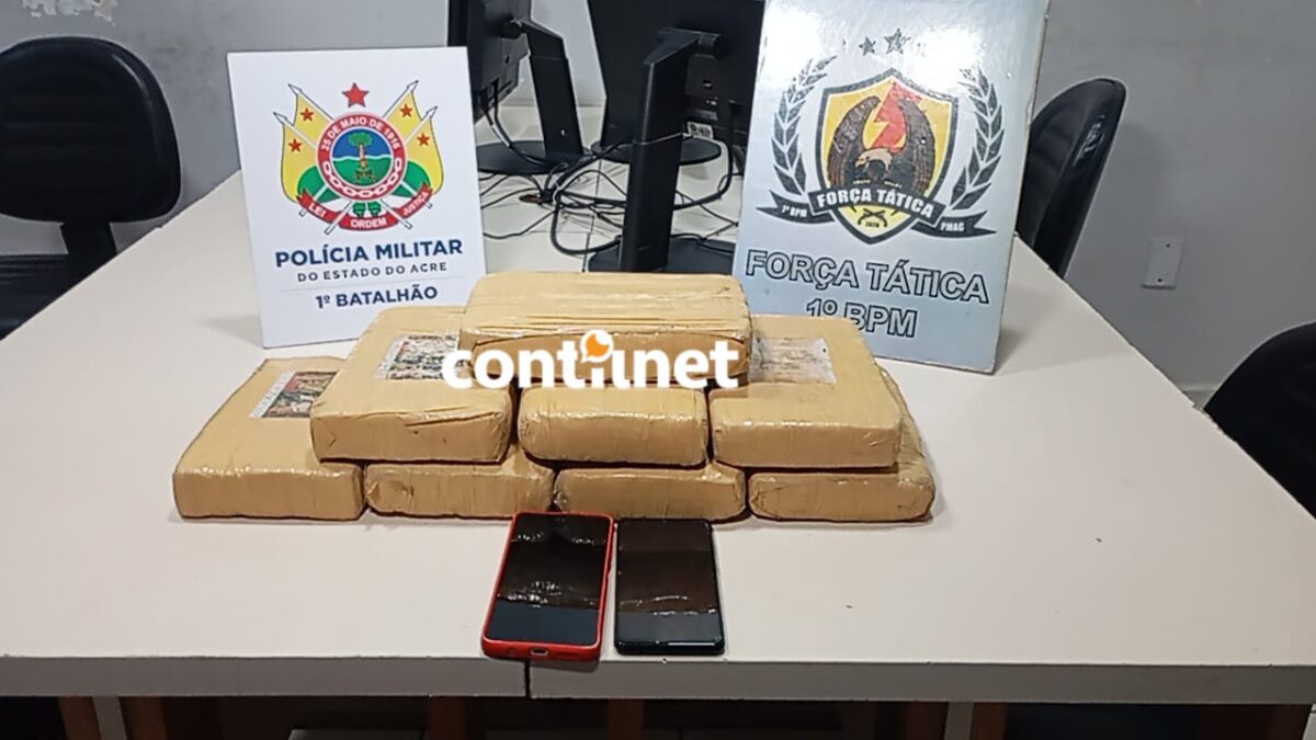Falso entregador é preso transportando oito quilos de maconha dentro de bag de lanches em Rio Branco