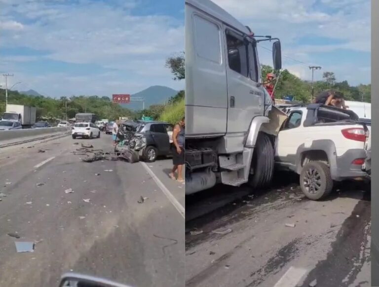 Vídeo: carreta perde freio em descida de serra e destrói 16 carros. Motorista fugiu