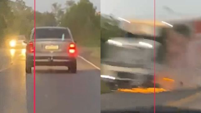 homem-dorme-ao-volante-e-bate-de-frente-com-caminhao;-veja-video