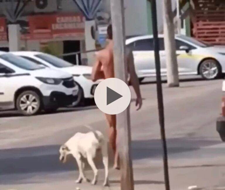 VÍDEO: homem em possível surto é visto andando pelado no centro de cidade do interior do Acre
