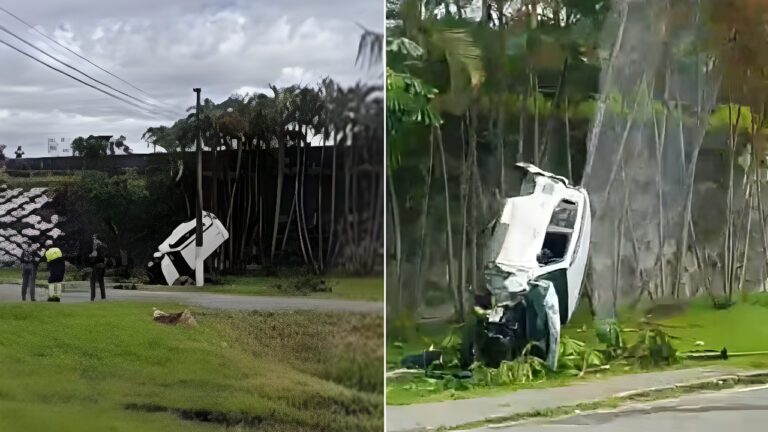 Vídeo: motorista é arremessado de carro após acidente grave em viaduto