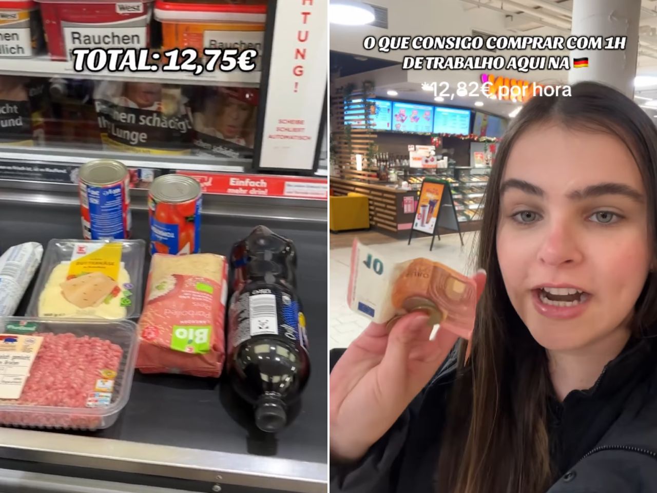 Brasileira viraliza ao mostrar tudo o que consegue comprar com uma hora de trabalho na Alemanha