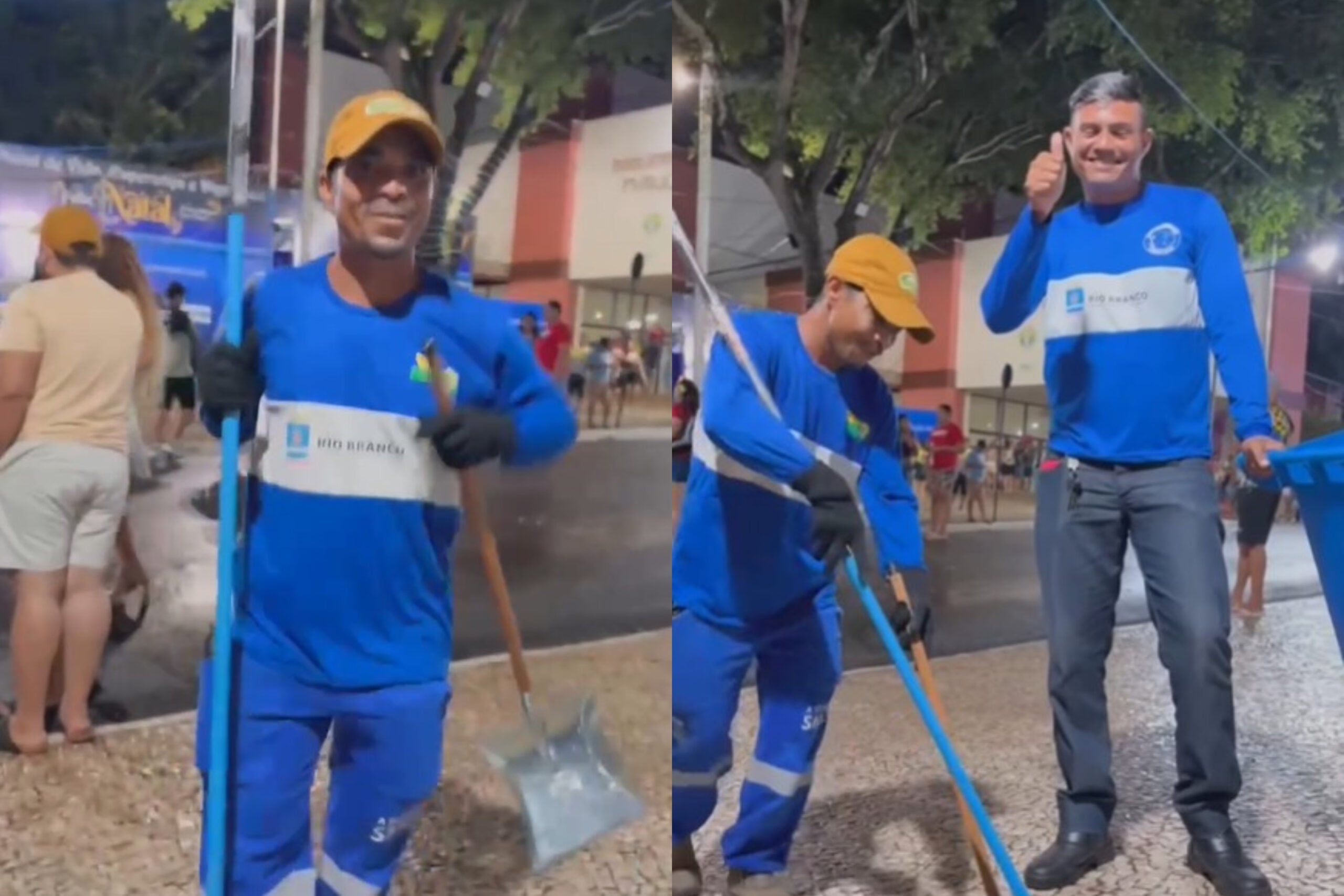 O prefeito de Rio Branco, Tião Bocalom, publicou um vídeo em que garis aparecem limpando as ruas da capital durante o Carnaval