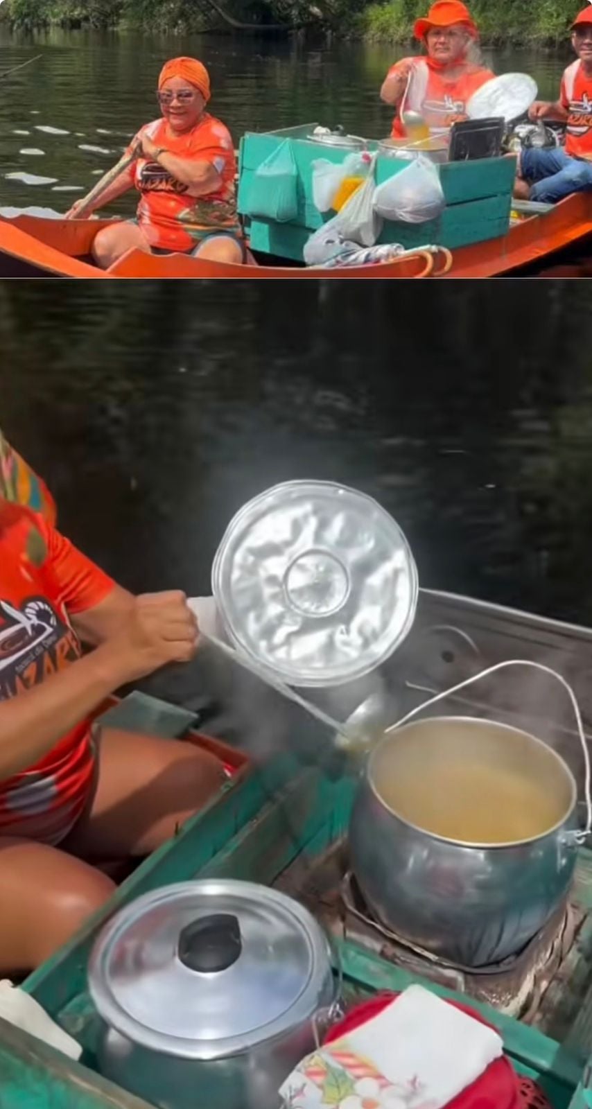Tacacá vendido em barco no Rio Cupijó viraliza e destaca criatividade de empreendedora ribeirinha em Cametá, no Pará