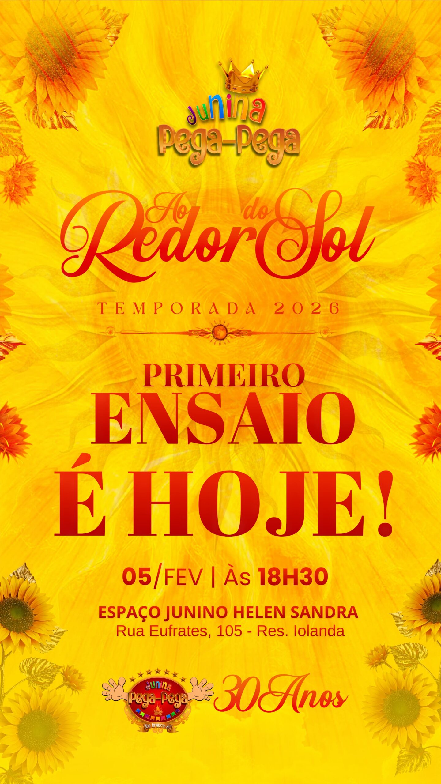 Junina Pega-Pega realiza primeiro ensaio da temporada 2026 nesta quinta-feira