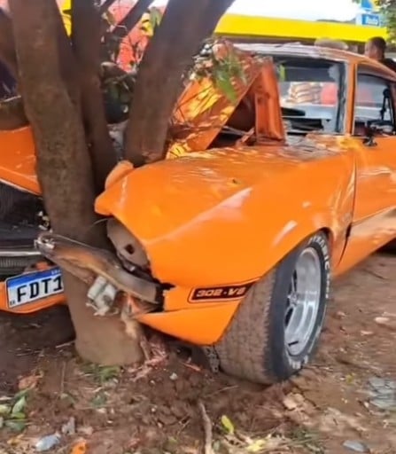 Vídeo mostra destruição de Maverick V8 após colisão violenta contra árvore no Tocantins