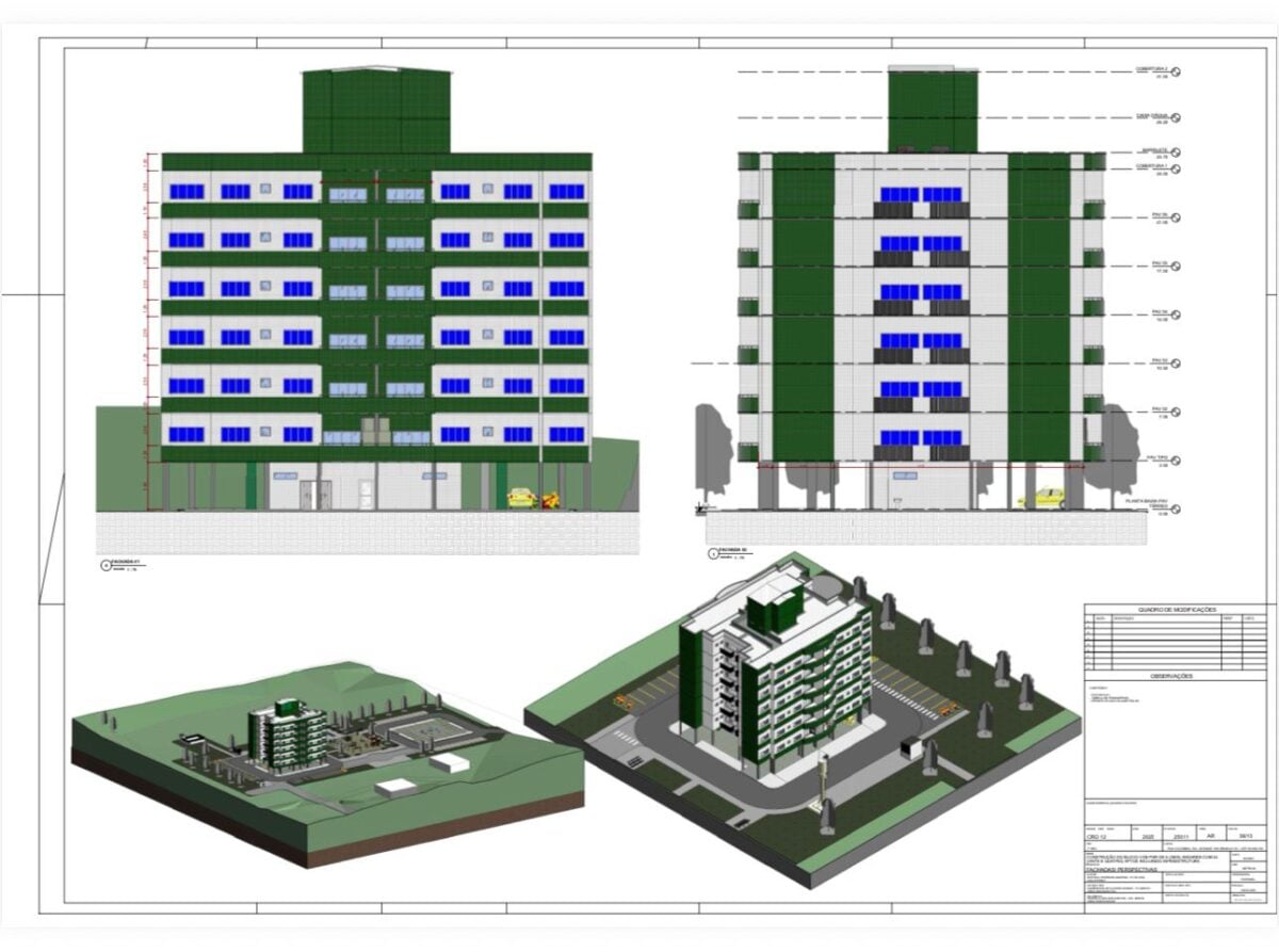 Ao todo, estão sendo construídos 48 apartamentos, distribuídos em duas torres, com 125 metros quadrados cada, garantindo moradia digna aos militares e suas famílias
