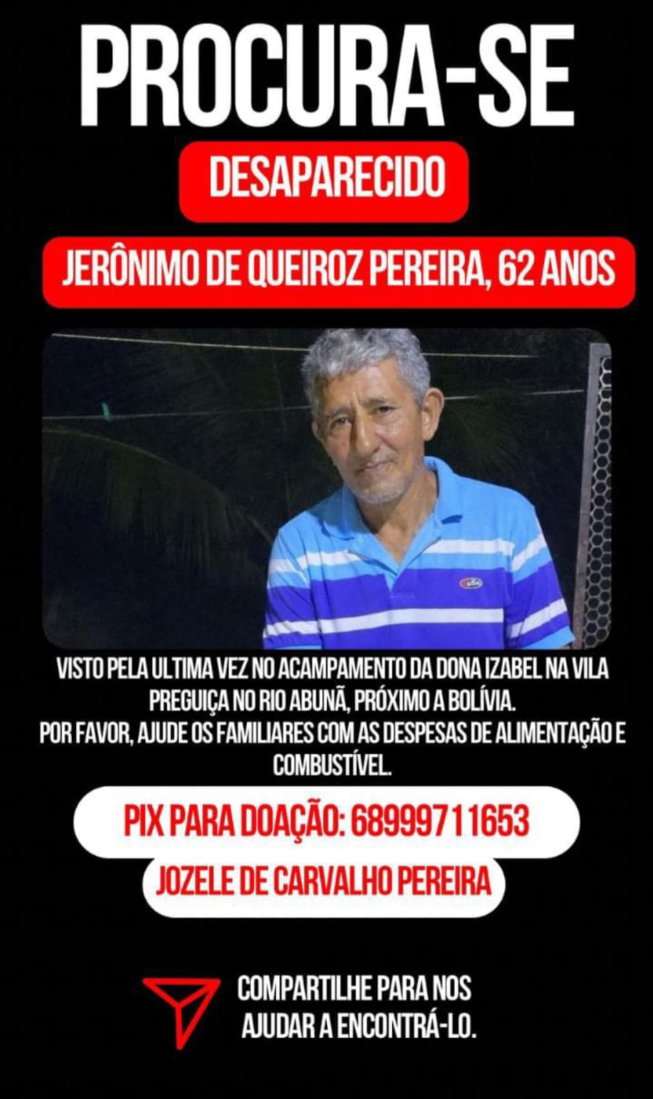 Morador do Belo Jardim desaparece em acampamento no Rio Abunã