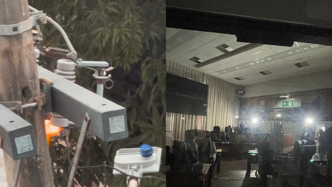 Os deputados ficaram às escuras durante a sessão desta terça-feira