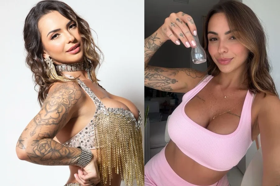 Karol Rosalin, madrinha de bateria da Acadêmicos do Tatuapé, que vende frascos de suor.