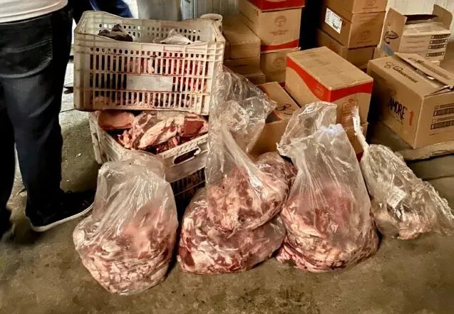 Entre os produtos apreendidos estavam carnes, embutidos, goma de tapioca, pães e outros alimentos mantidos em desacordo com as normas sanitárias vigentes