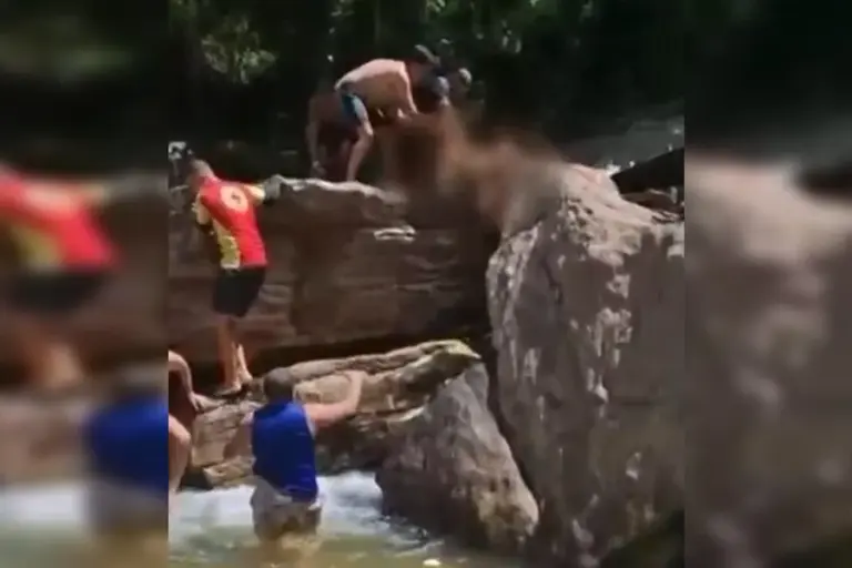 Veja resgate de criança que se afogou em cachoeira em Pirenópolis; vídeo