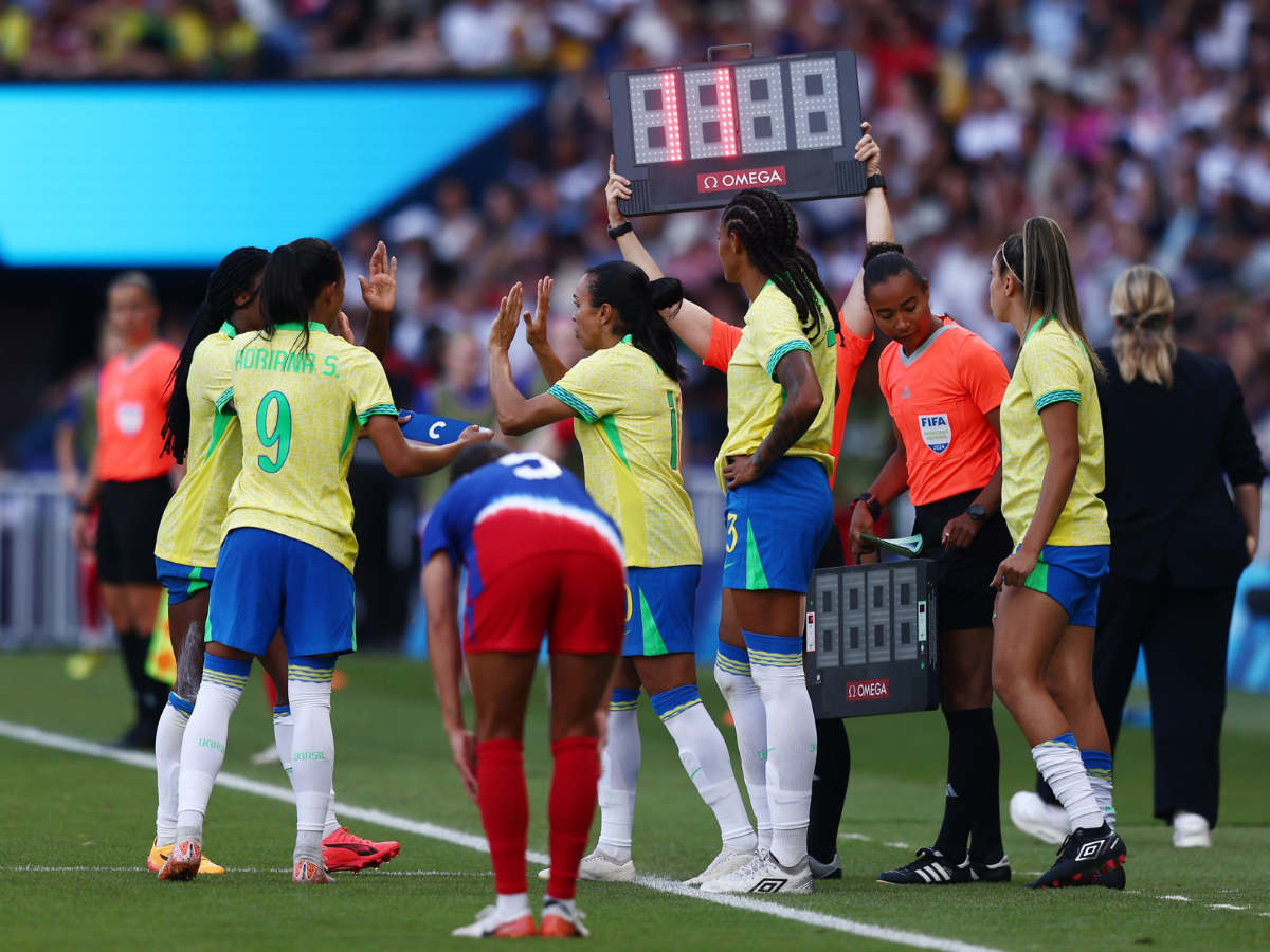 Jogos Olímpicos Paris 2024 - Futebol Feminino - Lances da partida entre Brasil e EUA na final olímpica. Foto: Alexandre Loureiro/COB Jogos Olímpicos Paris 2024 - Futebol Feminino - Lances da partida entre Brasil e EUA na final olímpica. Foto: Alexandre Loureiro/COB