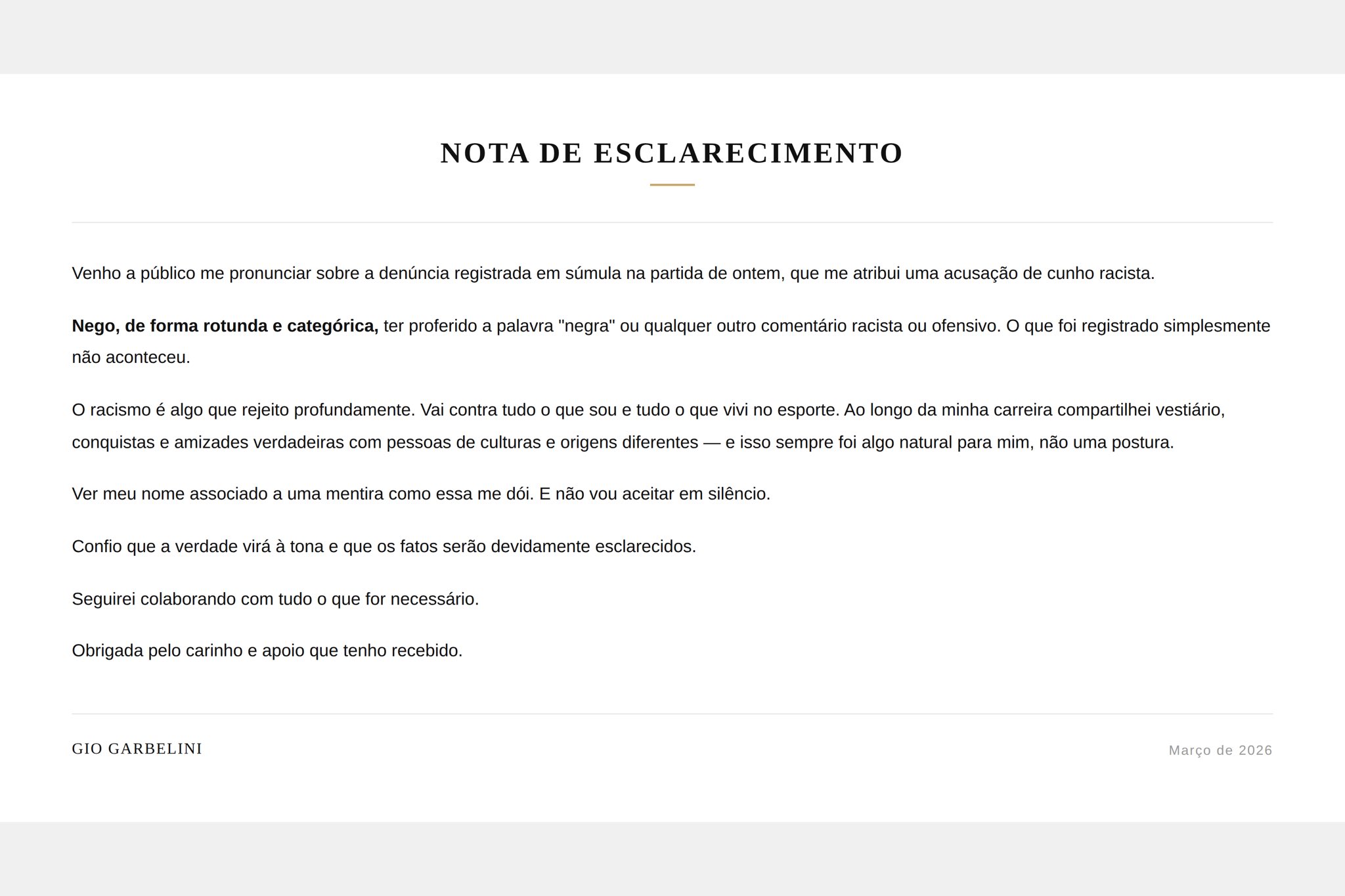 Reprodução/X: @GioGarbelini Reprodução/X: @GioGarbelini