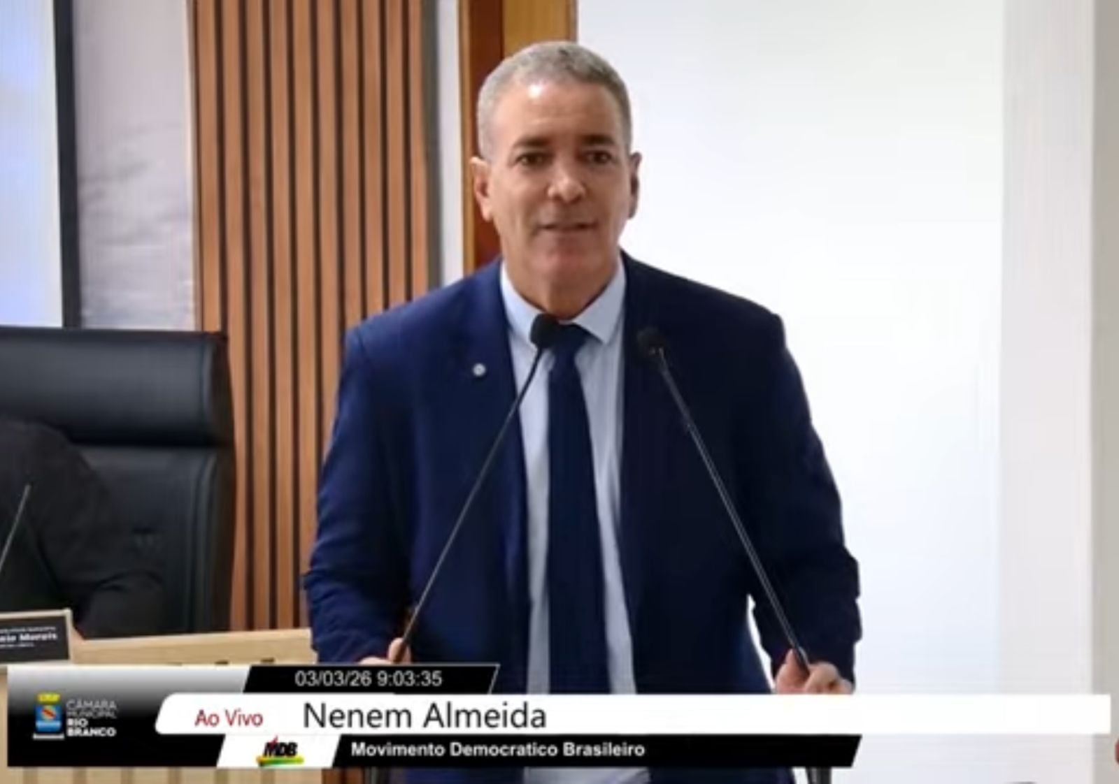 Durante o pronunciamento, Neném Almeida subiu o tom