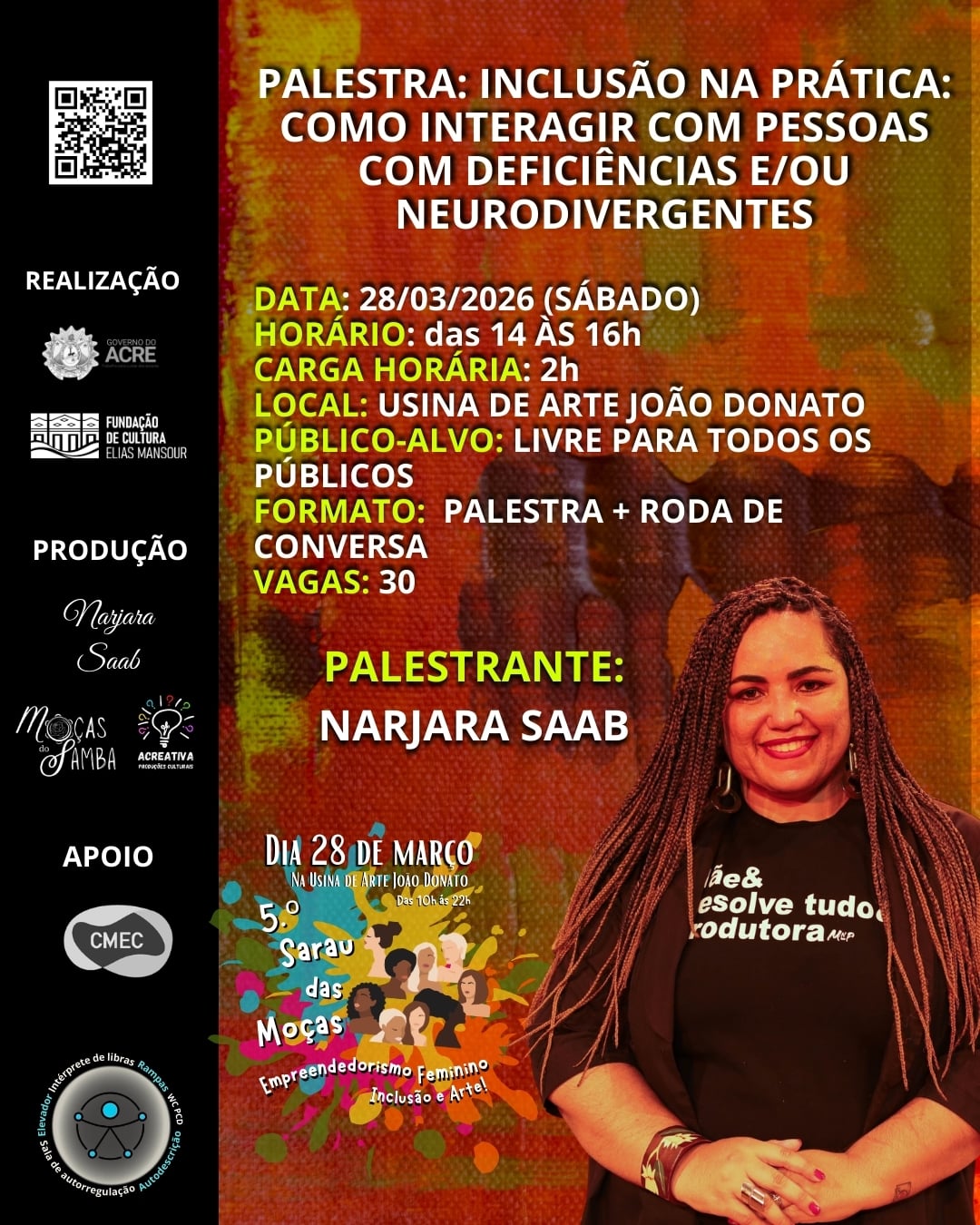 O encontro será mediado pela pedagoga Narjara Saab Martins da Silva