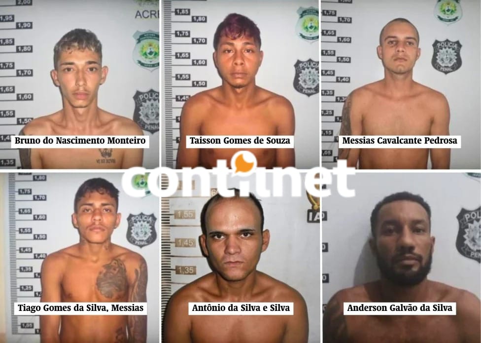 Seis presos fugiram da Unidade Manoel Neri após abrirem buraco na cela. Forças de segurança fazem buscas com apoio aéreo e equipes em solo.