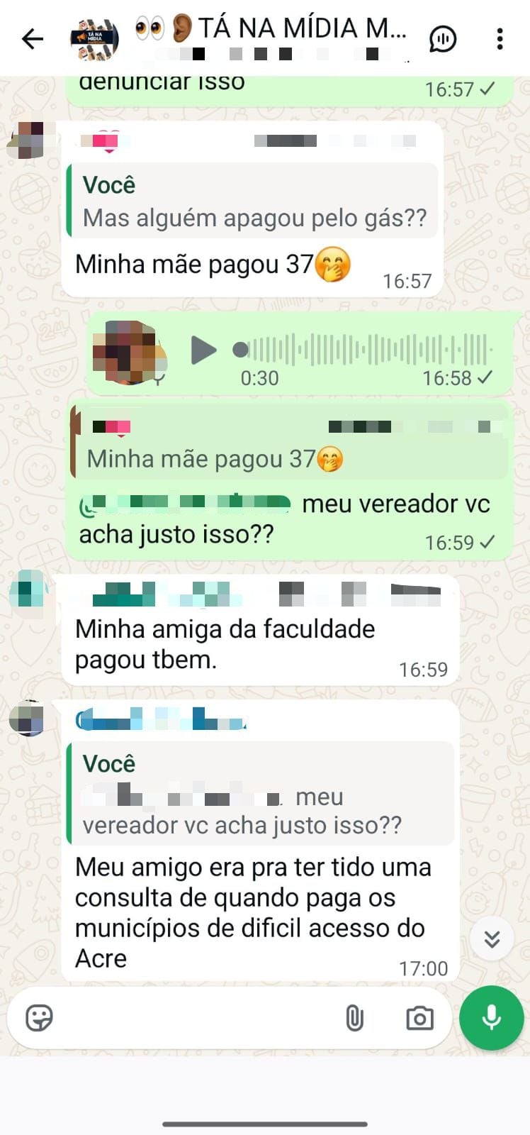 Prints encaminhados a redação do ContilNet