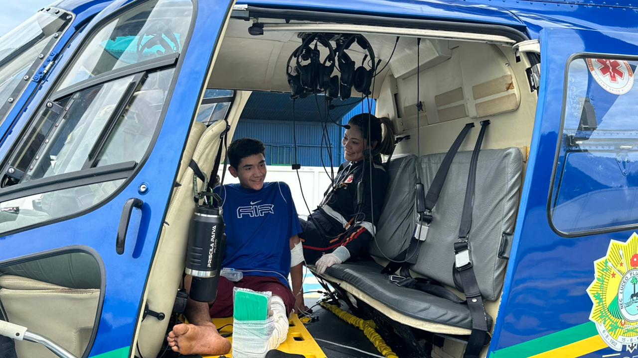 O atendimento aéreo foi necessário devido à dificuldade de acesso