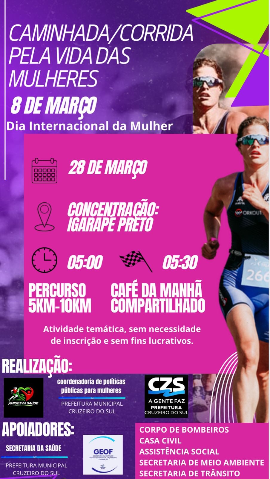 Cruzeiro do Sul encerra Mês da Mulher com caminhada e corrida sábado