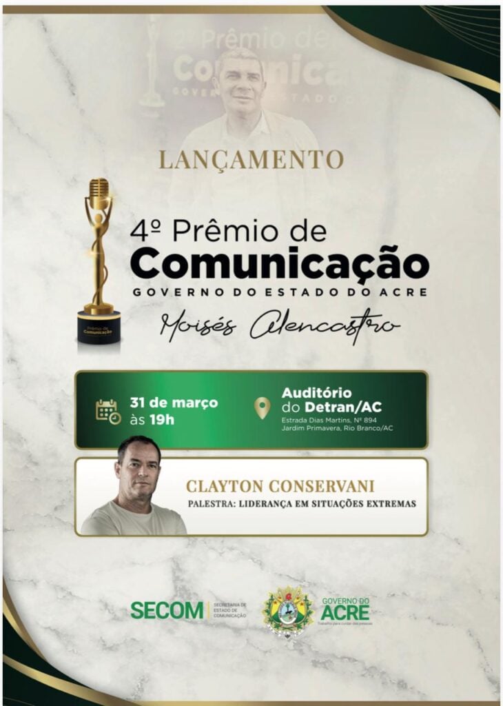 Clayton Conservani palestra em Rio Branco no lançamento do Prêmio de Comunicação