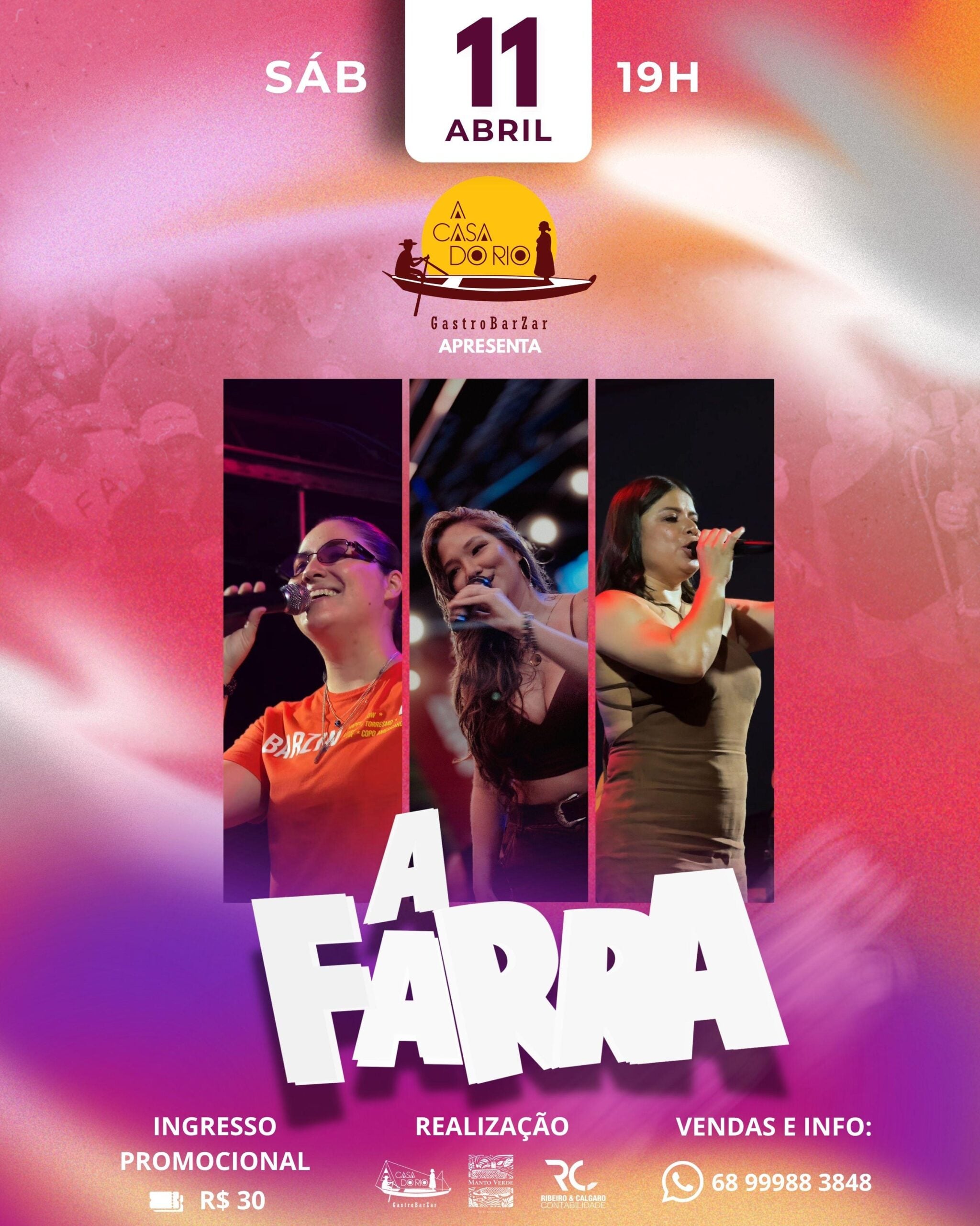 A Farra vai acontecer próximo dia 11 de abril, na Casa do Rio