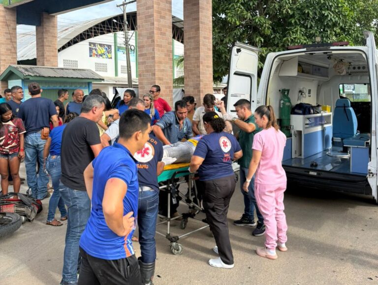 Motociclista fica com fratura exposta em acidente de trânsito no interior do Acre