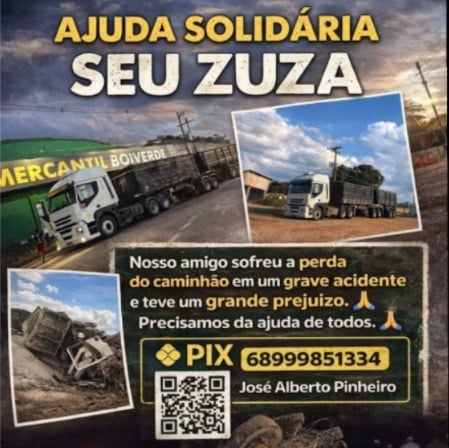 Amigos fazem campanha para ajudar caminhoneiro