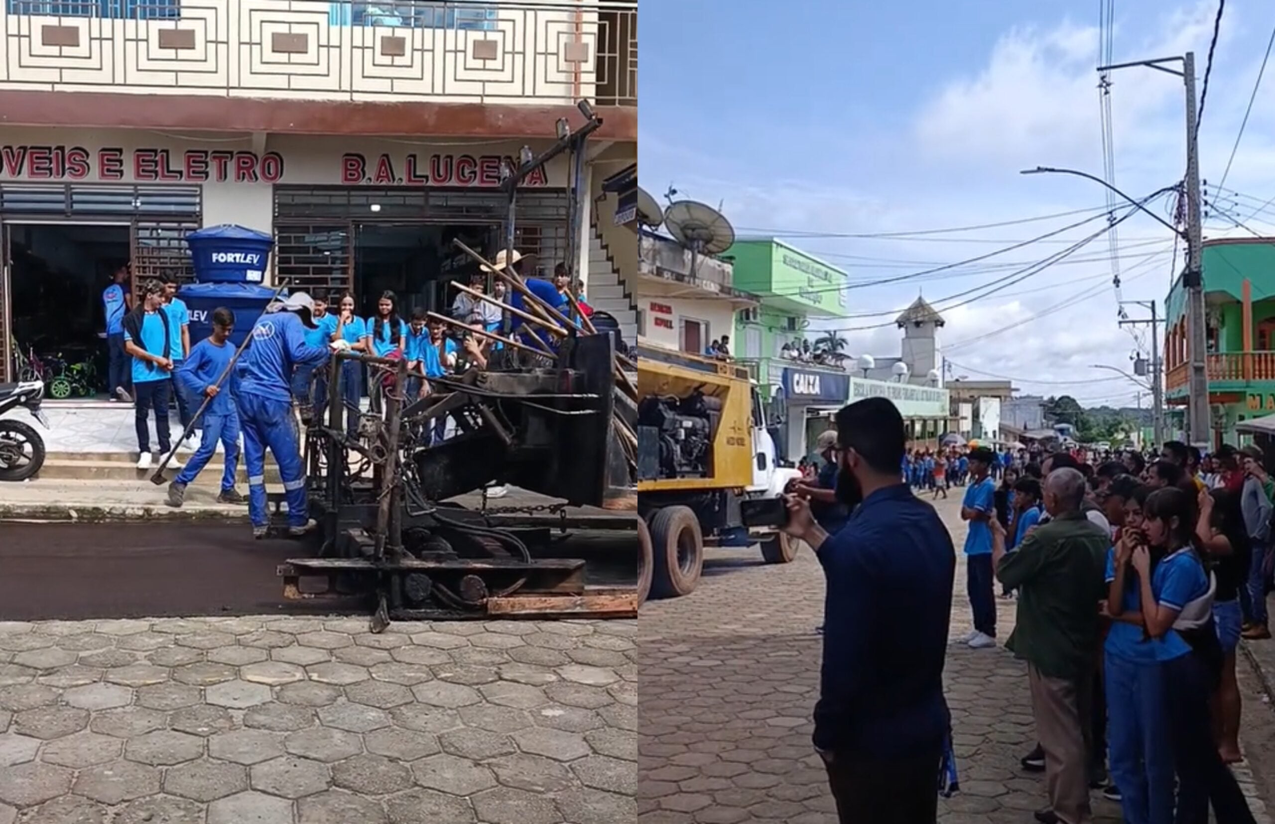 Moradores se reuniram para assistir o maquinário