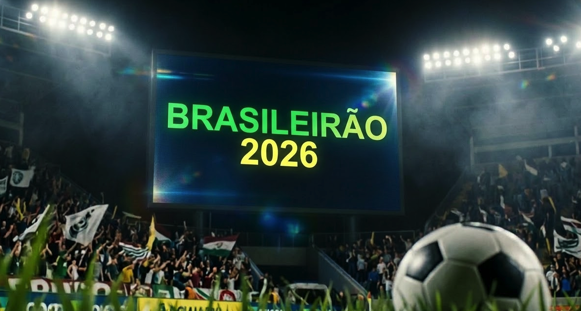 Placar de estádio iluminado ilustrando os resultados da rodada do Brasileirão hoje.