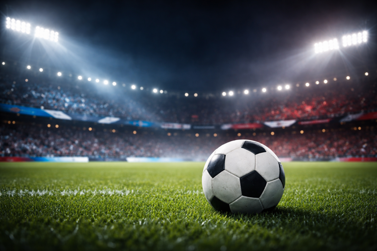 Bola no gramado da Arena do Grêmio se preparando para o jogo Grêmio x Vitória pelo Brasileirão.