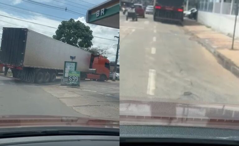 Caminhão foi registrado arrastando fios nas ruas de Rio Branco