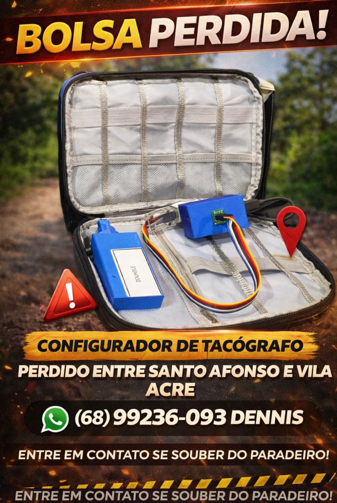Trabalhador pede ajuda para achar configurador de tacógrafo