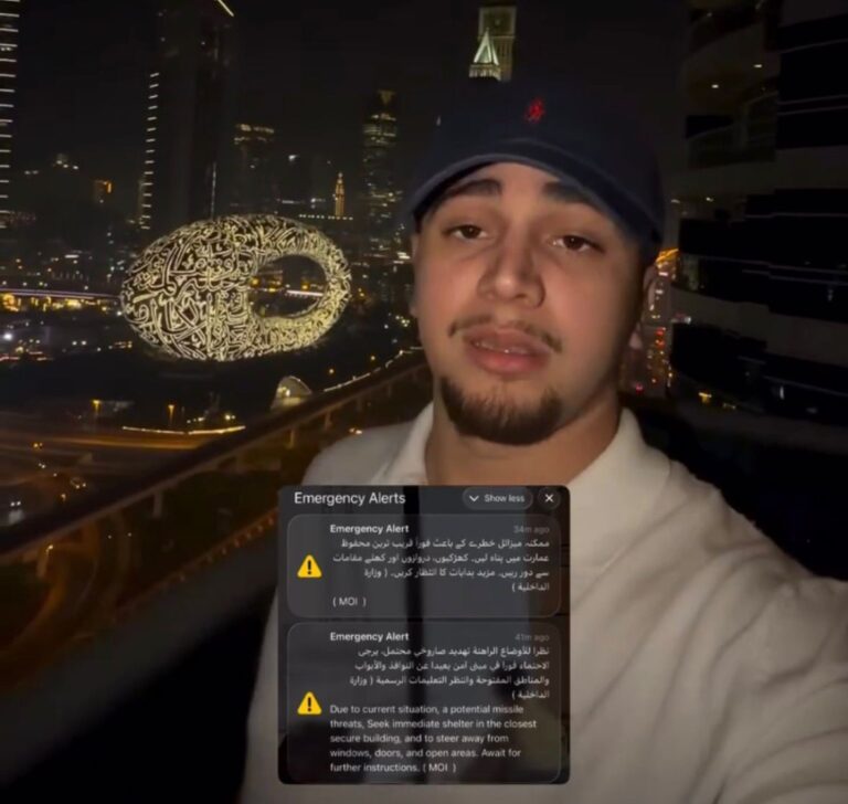 Cruzeirense relata clima de tensão em Dubai após alertas de possível ataque com mísseis