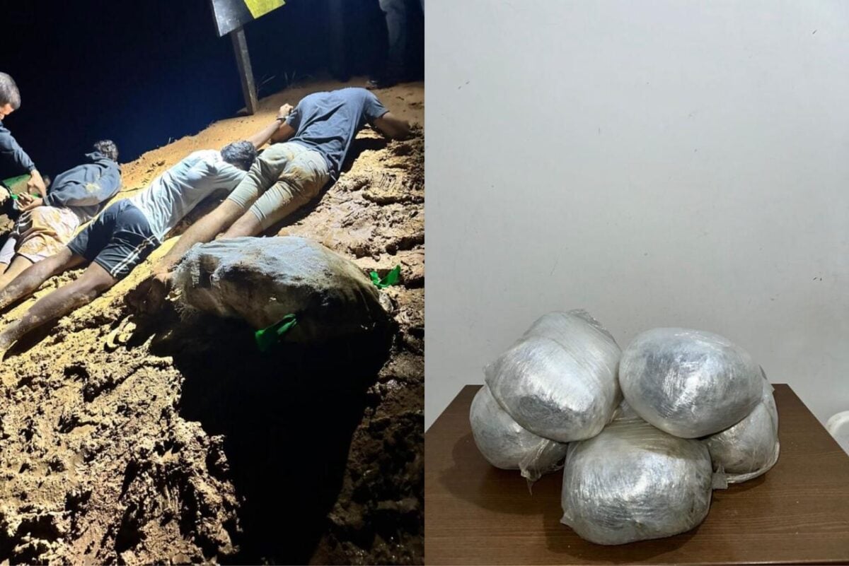 De acordo com informações das autoridades, os suspeitos trafegavam em uma motocicleta quando foram abordados pelos agentes