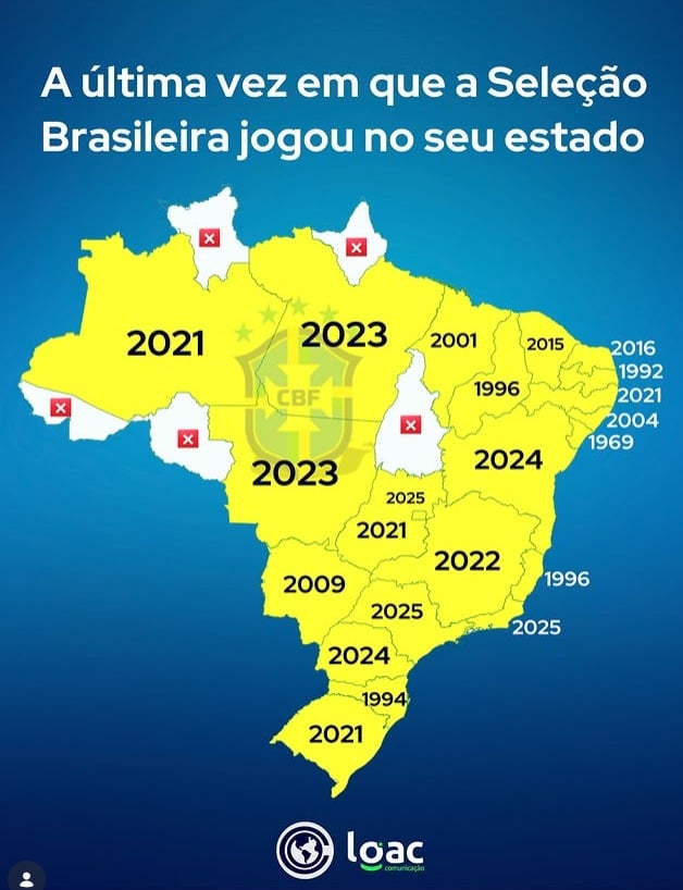Os estados de Roraima, Amapá, Acre, Rondônia e Tocantins seguem fora da rota de jogos
