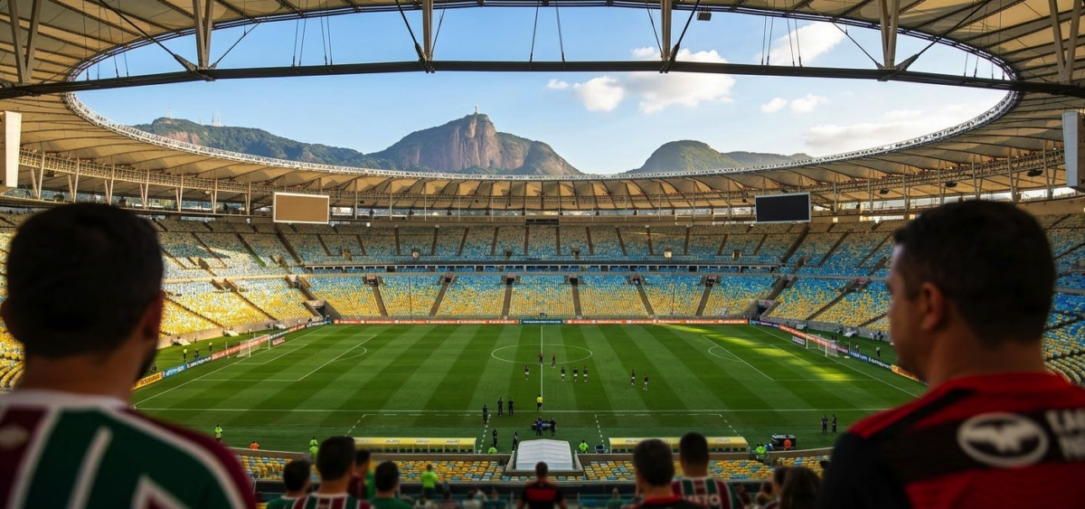 Estádio do Maracanã preparado para o jogo Fluminense x Athletico-PR pelo Brasileirão neste domingo.
