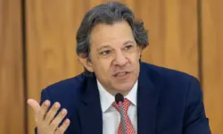 Fernando Haddad durante o anúncio de que Haddad sai do Ministério da Fazenda.