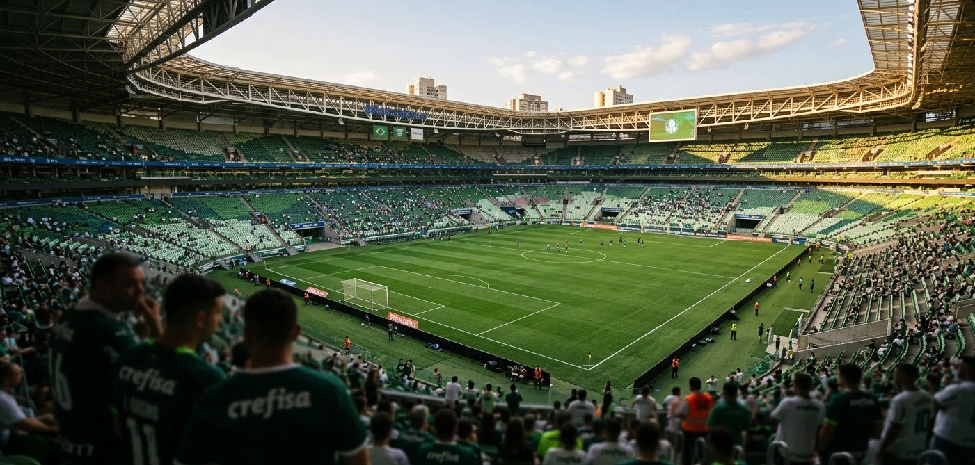 Gramado sintético do Allianz Parque preparado para o jogo Palmeiras x Mirassol neste domingo.